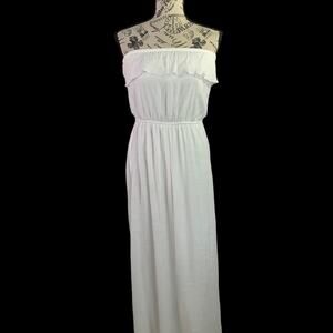 Trixxi Women's Large Maxi Dress Strapless White Rayon Blend Polyester Lining